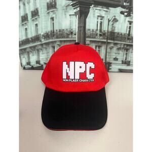 NPC Pixel Gamer Baseball Cap, Adjustable Funny Gamer Hat, Red+Black